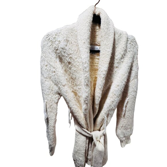 Saylor Estella Shawl Collar Cardigan Tie Belt Cream XS MSRP $253 - Picture 6 of 7